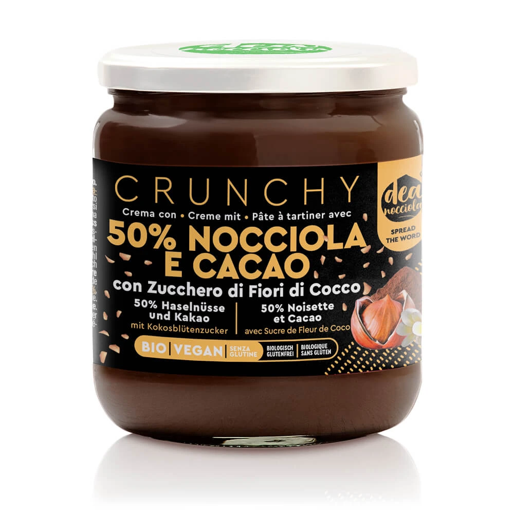 Crema Crunchy con 50% Nocciola e Cacao con Zucchero di Fiori di Cocco