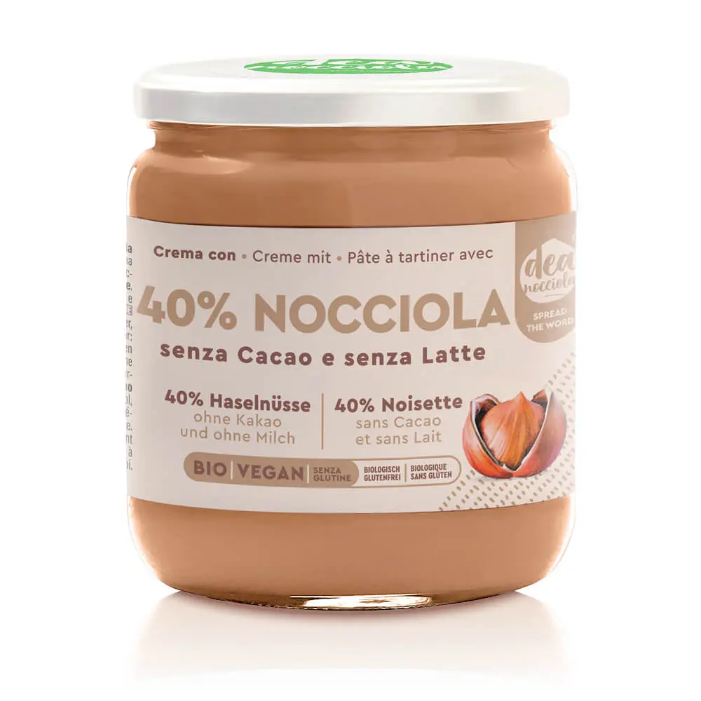 Crema con 40% nocciola senza cacao e senza latte